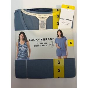 Lucky Brand  Short Sleep Set 3 pcs  Tank & Top Blue‎ Women's SIZE Small # Y
